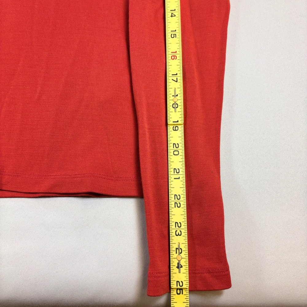 Ibex Womens Large 100% Merino Wool Quarter Zip Red Base Layer Hiking Pullover - Picture 8 of 11